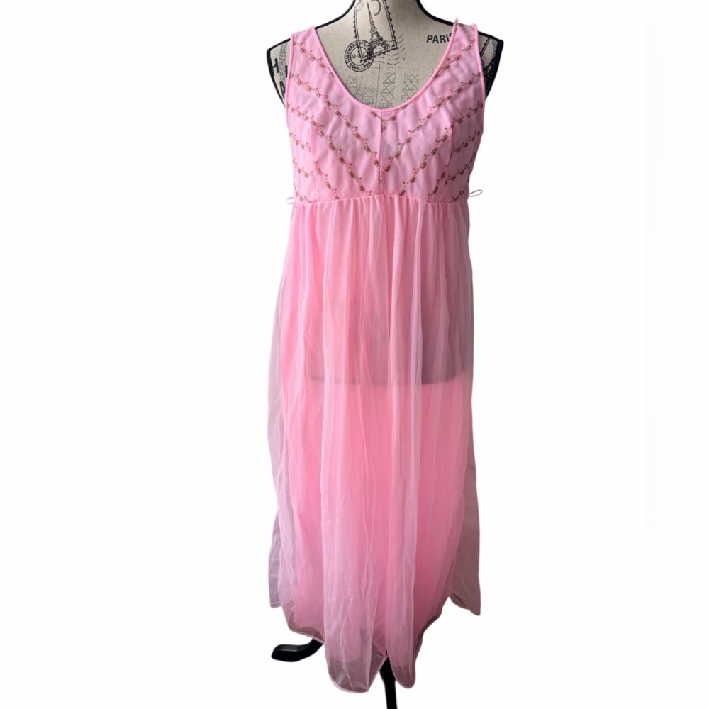 Vintage 90’S SLUMBER SUZY DREAM WEAR Sleep Long Dress PJ Pink Women’s Size Large